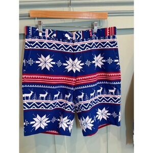 OppoSuits Christmaster Christmas Holiday Shorts Blue Reindeer Snowflake 35 waist